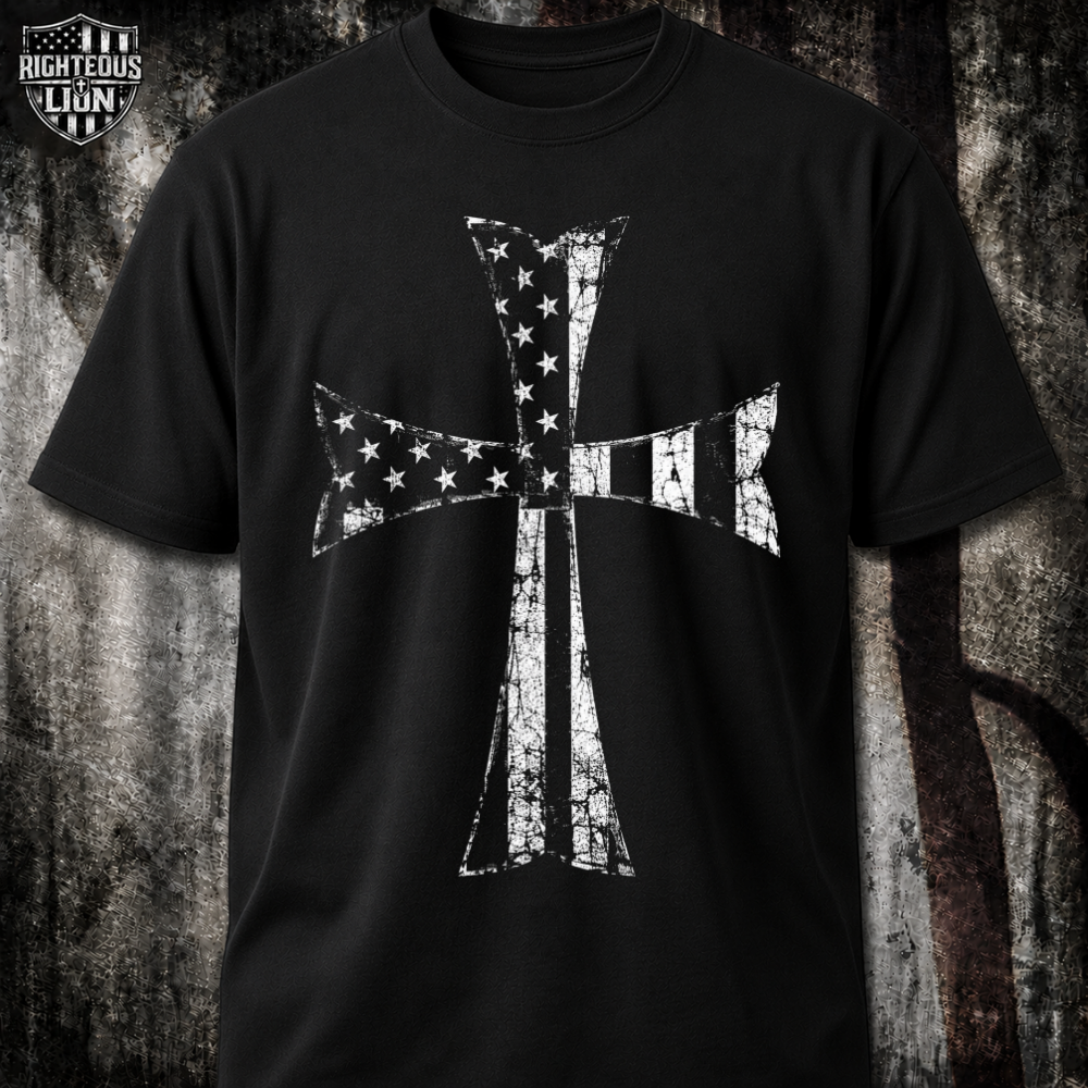 Crusader Cross America Flag T‑Shirt