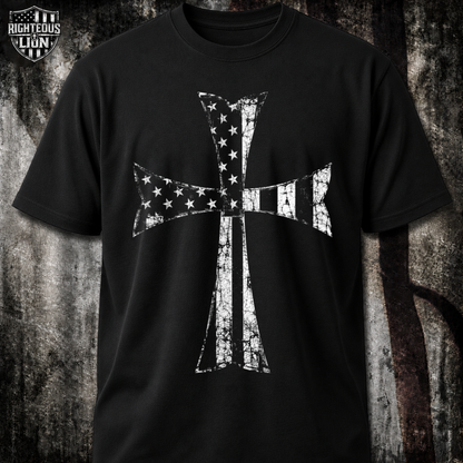 Crusader Cross America Flag T‑Shirt