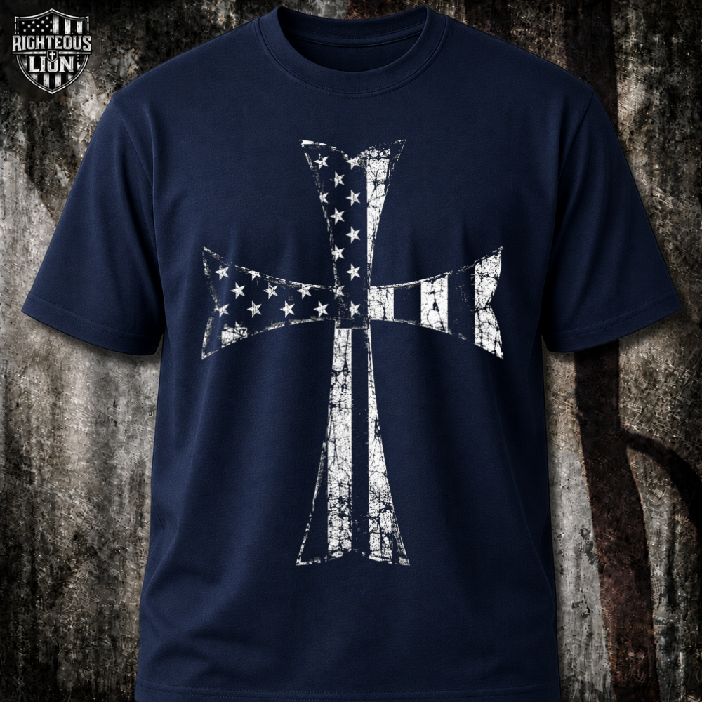 Crusader Cross America Flag T‑Shirt
