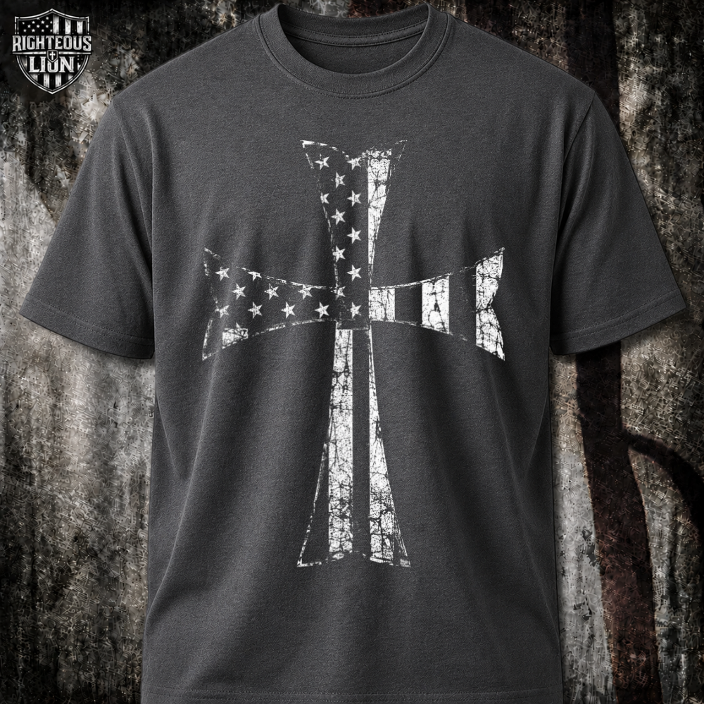 Crusader Cross America Flag T‑Shirt