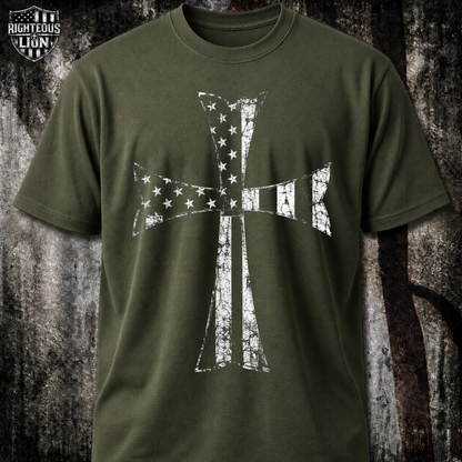 Crusader Cross America Flag T‑Shirt